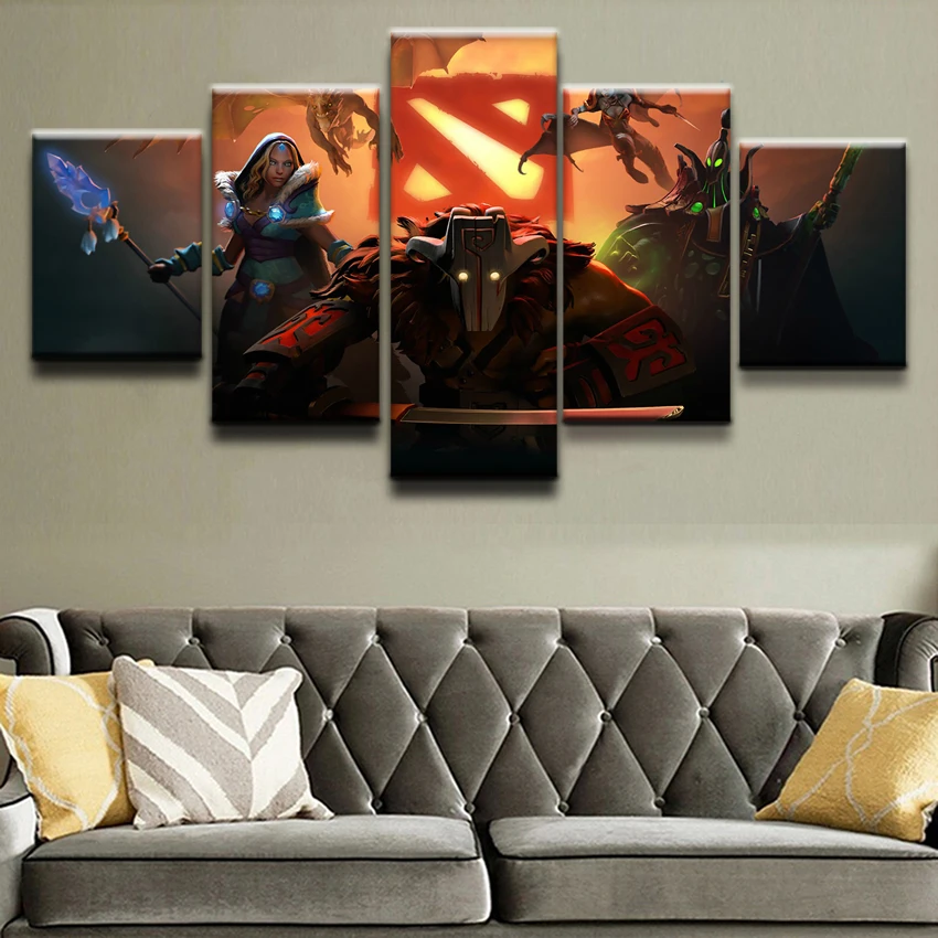 Modern Painting Frame Art Poster 5 Panel DOTA 2 Fantasy Pudge Type Wall Modular Picture Home Decor