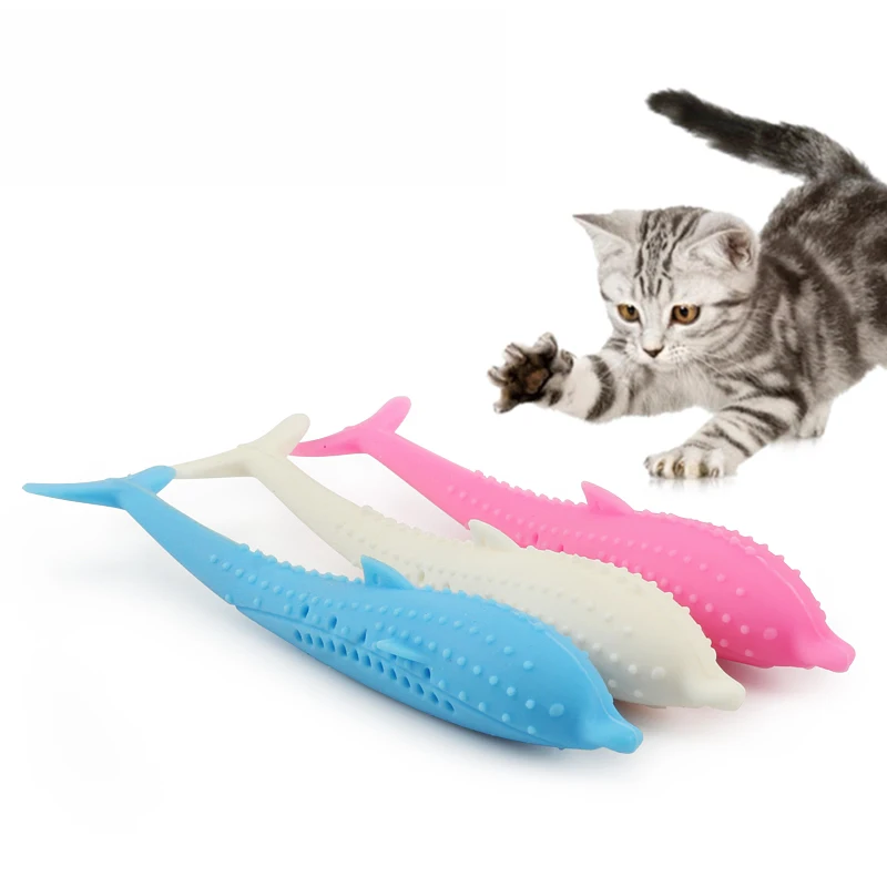 

Soft Silicone Mint Fish Cat Toy Catnip Pet Toy Clean Teeth Toothbrush Chew Cats Toys