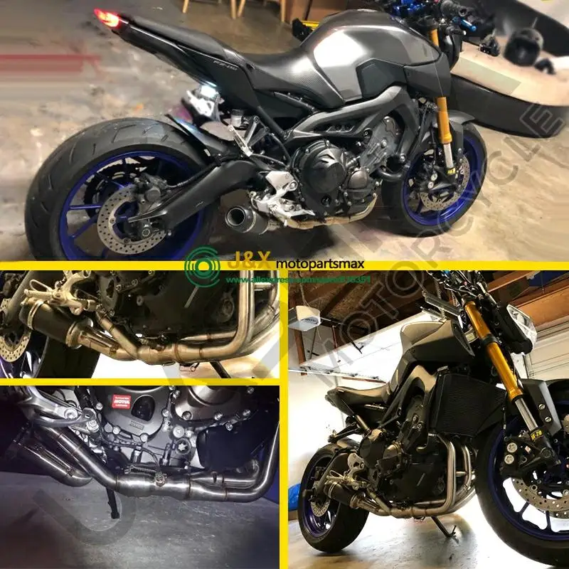 E-mark MT09 FZ09 мотоцикл Выхлопная контактная средняя труба без шнуровки полная система для yamaha FZ-09 MT-09 MT 09