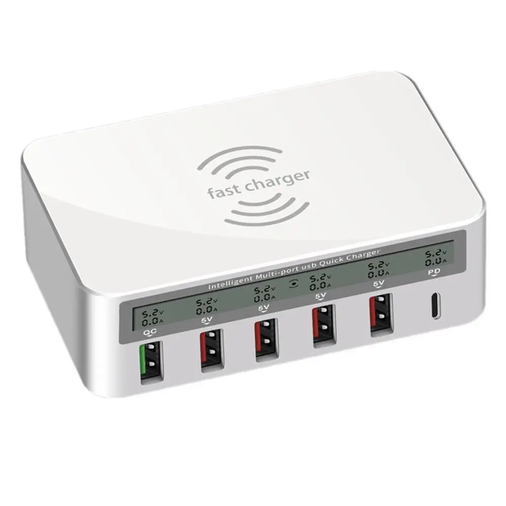 Белый Fast charging Multiple USB Charger Multiple Device Charging 50W Smart Quick Charge USB Charger For iPhone For xiaomi - Цвет: Белый