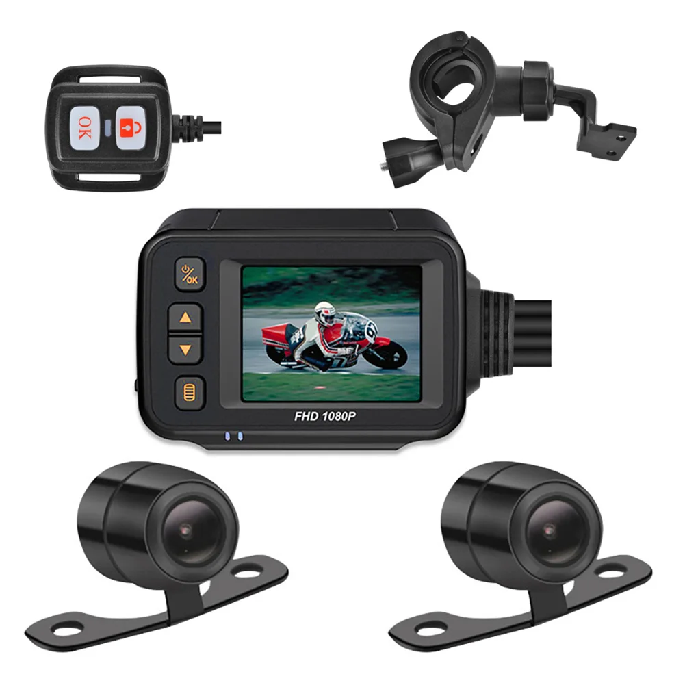 SE30 Motorcycle Dash Cam Front + Rear Camera 2 inch Display Motorbike