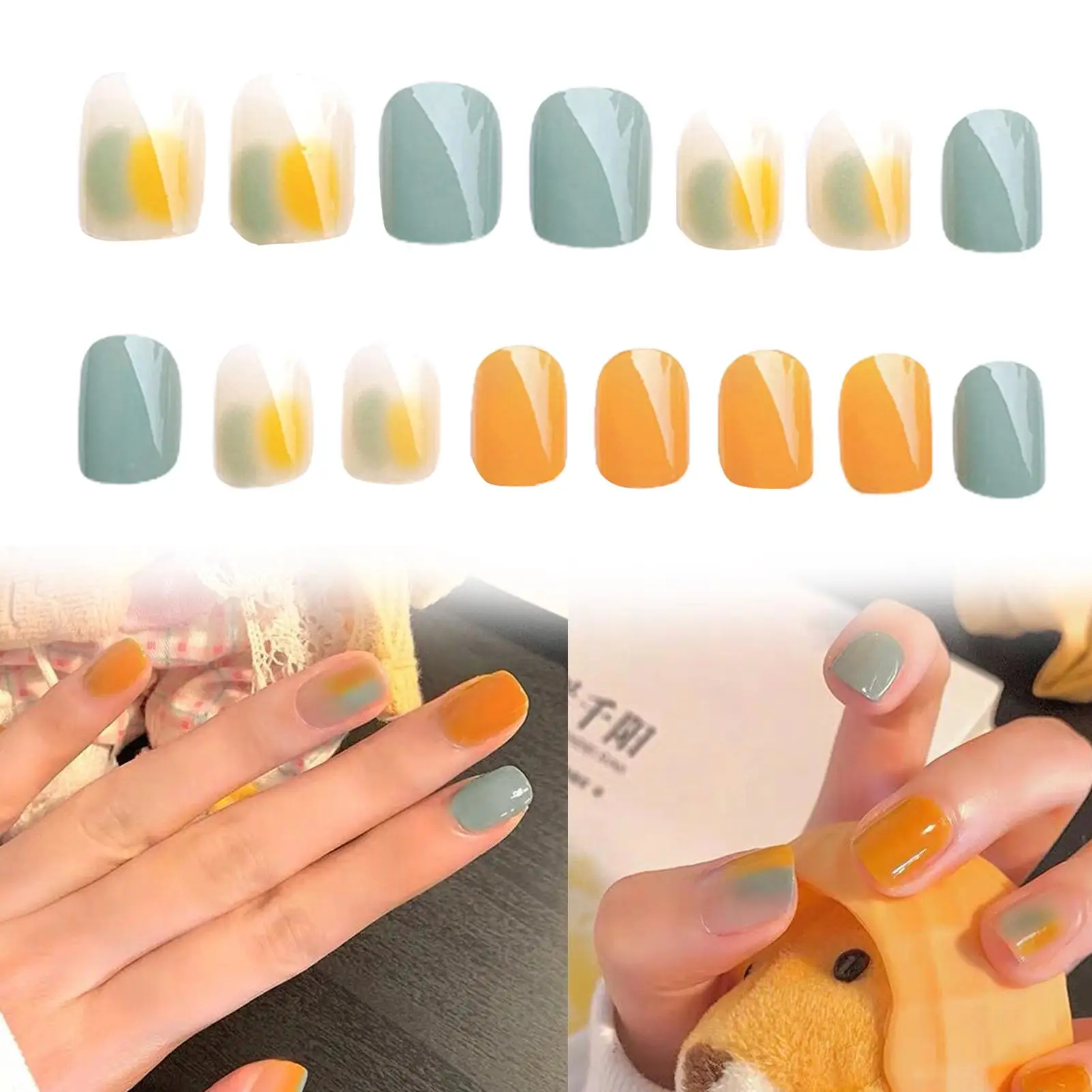

24Pcs Shiny False Nail Art Extension Stickers Full Cover Removable Manicure Tip hot