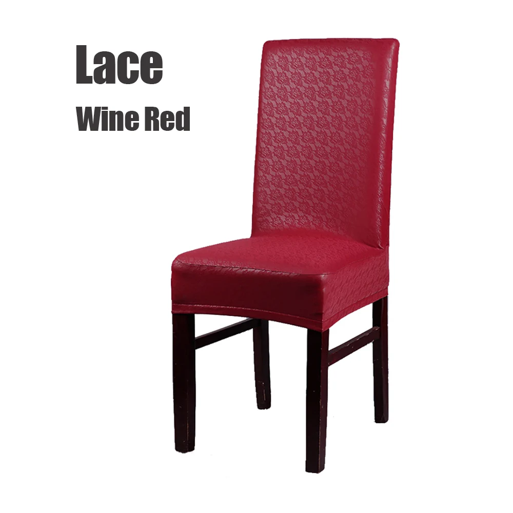 Lace Wine Red 6 шт./лот, бытовые водонепроницаемые и маслостойкие чехлы для стульев из искусственной кожи, маленькие растягивающиеся Чехлы для домашних обеденных стульев, красный/белый/черный/кофейный - Цвет: Lace Wine Red