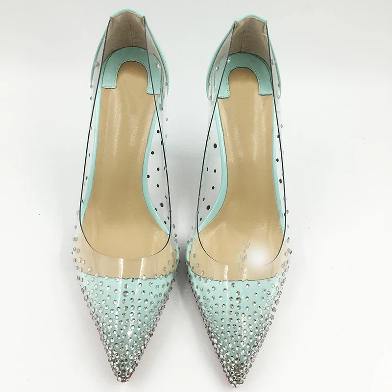 Spring Sweet Crystal PVC Women Pumps Candy Color Customized Bling Girls' High Heels Wedding Party Shoes