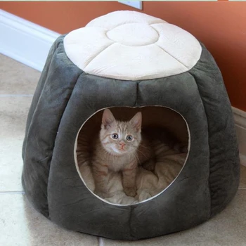 

Cute Winter Cat Houses Dog House Cute Cat Tree House PP Cotton Tree Stump Home Warm Ferret Bed Cat Bed Washable Pet Furniture