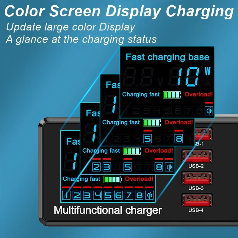 US $24.53 Tongdaytech 100W Multi 8 Port USB Fast Charger For Iphone 11 Pro XS XR 8 Quick Charge 30 Qi Wireless Charger For Samsung S10 S9