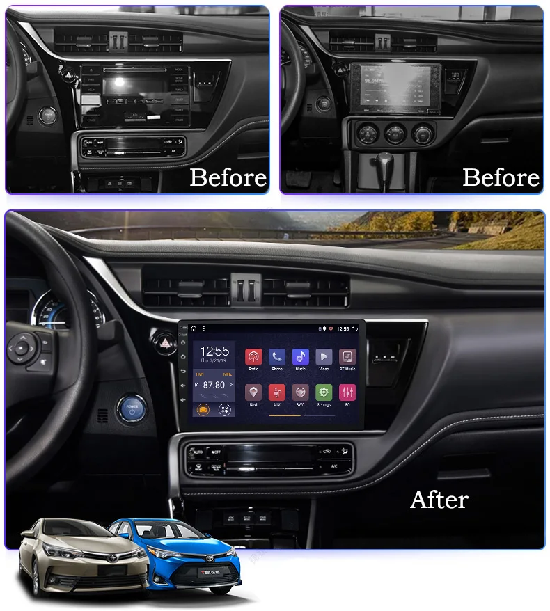 Android 8,1 для- Toyota Corolla(Левый руль) автомобильный стерео экран Радио мультимедийный плеер Wifi gps навигация 10,1"