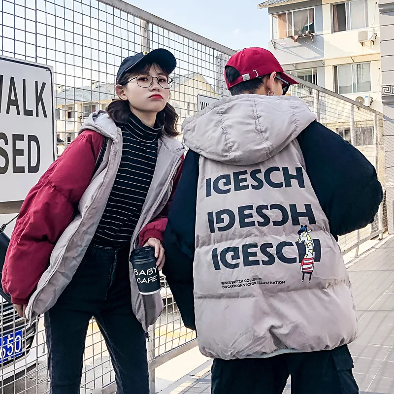 

Photo Shoot New Style Couple Clothes Students Bread Short Women's College Style Thick Loose-Fit 2018ins down Jacket Cotton-padde