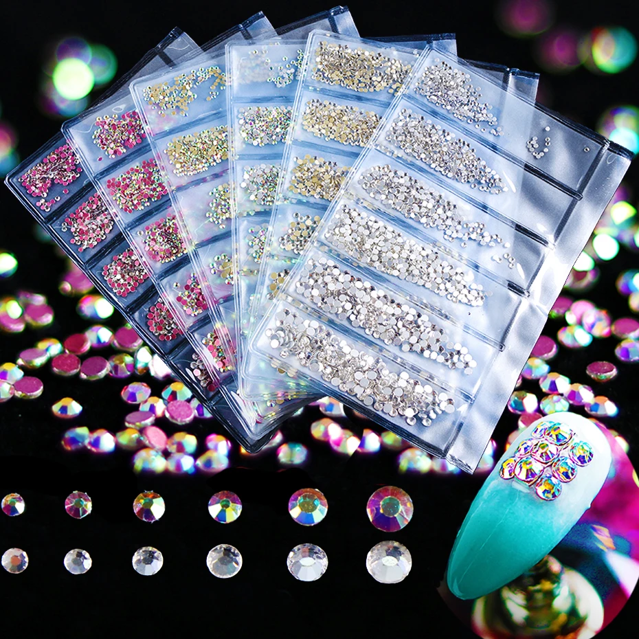 

Mix Crystal Rhinestones Strass Nail Art Decorations AB Red Base Hotfix Micro Beads Shiny Nail Stone Flatback Gem Manicure LE1049