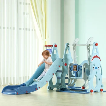 

Dolphin Slide and Swing Set with Music Story Machine Indoor Toddlers Slide Toy Climber Playset Swing Playground for Baby