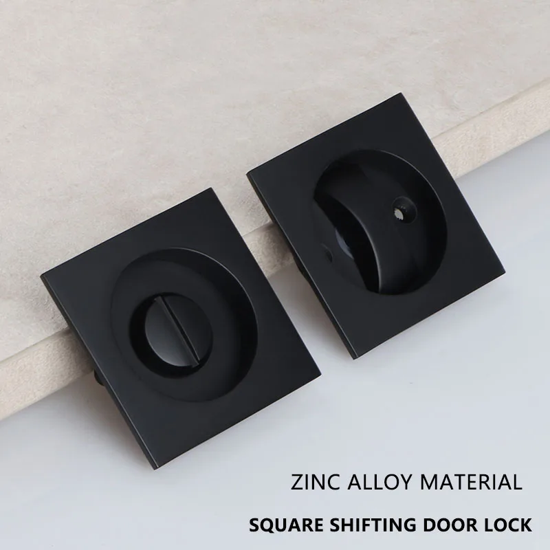 TOP KNORR Sliding Door Sliding Door Lock Invisible Square Interior Kitchen Bathroom Single Hook Black Keyless Door Lock