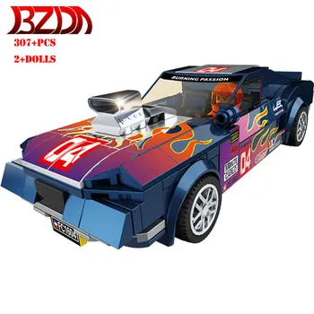 

BZDA Toys Car Model Blocks City Technic Car Speed Champion Racing Building Blocks Toys For Christmas Gift Two Kinds Of Stickers