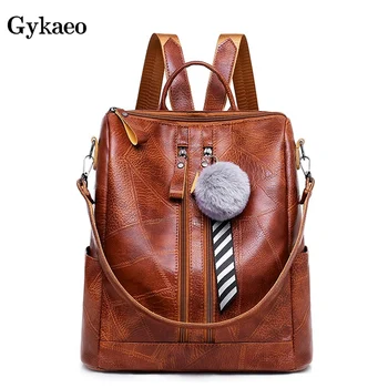 

Gykaeo 2020 Designer Backpacks Women High Quality School Bags for Teenage Girls Black Brown Vintage Backpack Mochila Feminina
