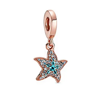 

2020 New Summer 925 Sterling Silver Sparkling Starfish Dangle Charms fit Original Pandora Bracelets BeadsDIY Women Jewelry