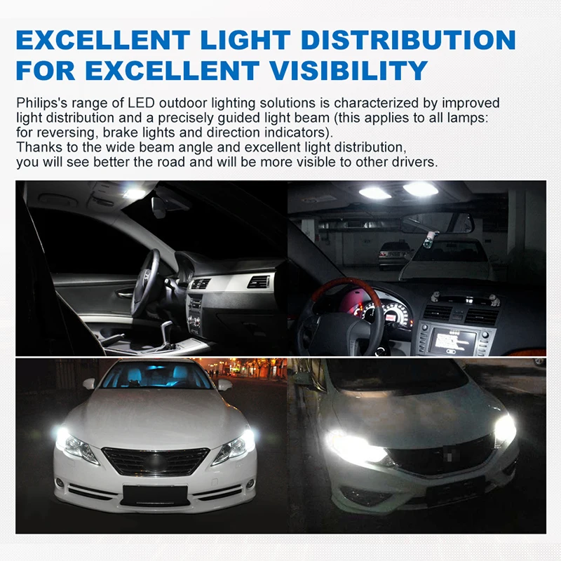 Philips W5W 12V LED 1 0W W2 1x9 5d Auto 6000K Ultinon карт.уп. 2 шт T10 поворотник для автомобиля мотоцикла