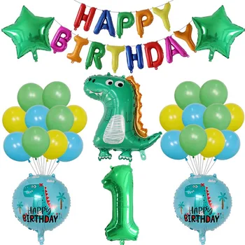 

1 Set Cartoon Dinosaur Foil Balloons Set 30inch Number Globos Jungle World Dino Theme Party Kids Happy Birthday Party Decoration