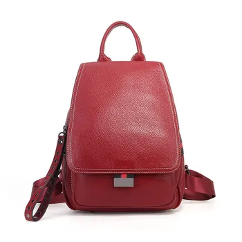 

Nesitu High Quality New Fashion Cusual Black Red Khaki Green 100% Genuine Leather Women Backpack For Girl Female Travel Bag M021