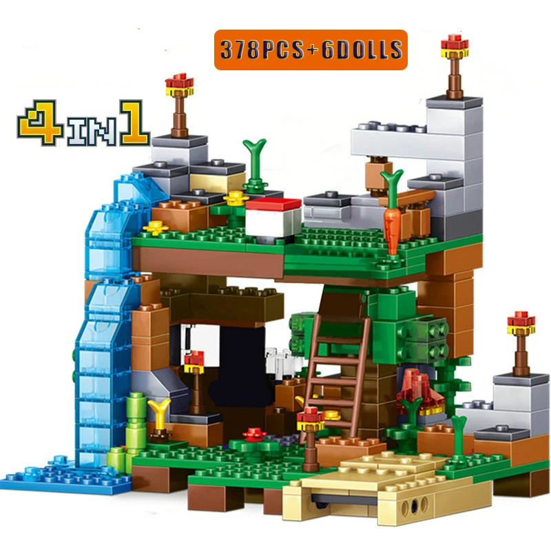 

My World Series The Village Waterfall War Horse Cubeworld Building Blocks with Figures Compatible Bricks Toy for Children