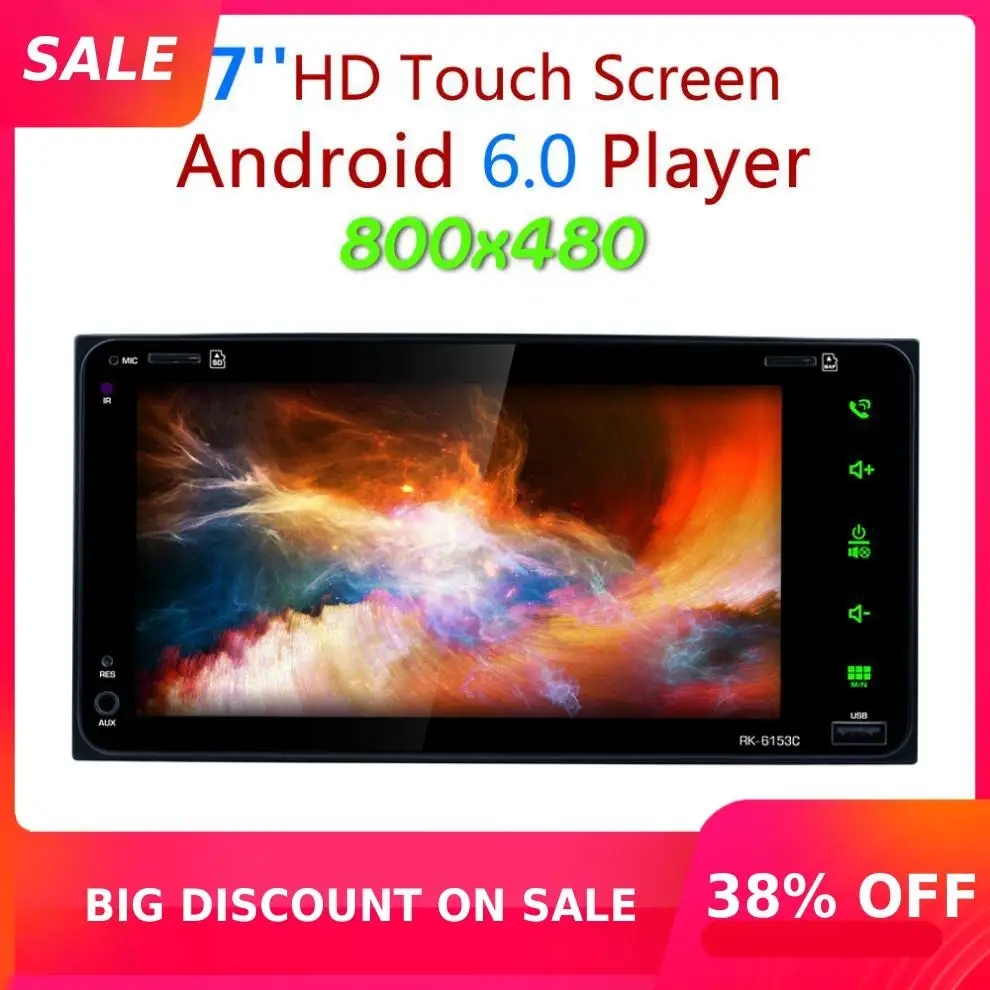 7 Inch RDS Android 6.0 Bluetooth Car Radio Digital Touch Screen Auto Stereo Audio Player Support GPS Navigation Mirror Link WIFI