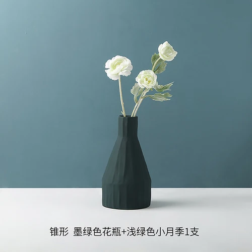 Conical dark green Простой норвежский стиль оригами керамическая ваза украшение домашнего декора гербарий ваза креативная гостиная потертый шик - Цвет: Conical dark green
