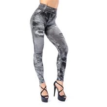 

Slim Women Leggings Fake Denim Jeans Leggings Fashion Fitness Sport Push Up Leggings High Waist Long Skinny Pencil Pants Mujer