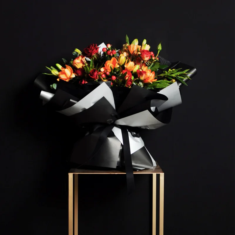 

New Style Waterproof Bouquet Material Stay Gold Paper Gold Color Double Color Ou Ya Paper Light Luxury of Flower Packaging Flowe