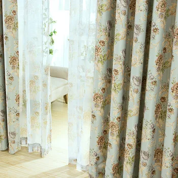 

Curtains for Living Room Fabric Bedroom New High-end American fresh flower garden style household