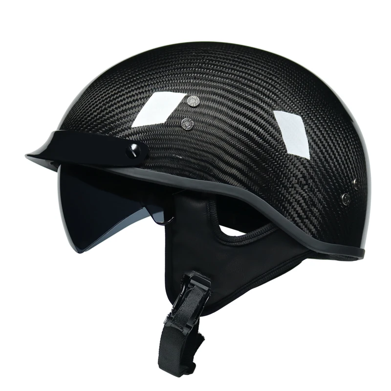 Retro Carbon Fibre Helmets For Women And Men Motorcycle Half Helmet