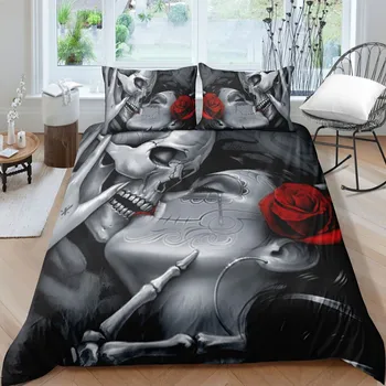 

Dropshipping 3D Bedding Set Duvet Cover 3D Skull Bedding Sets QUEEN King size gife