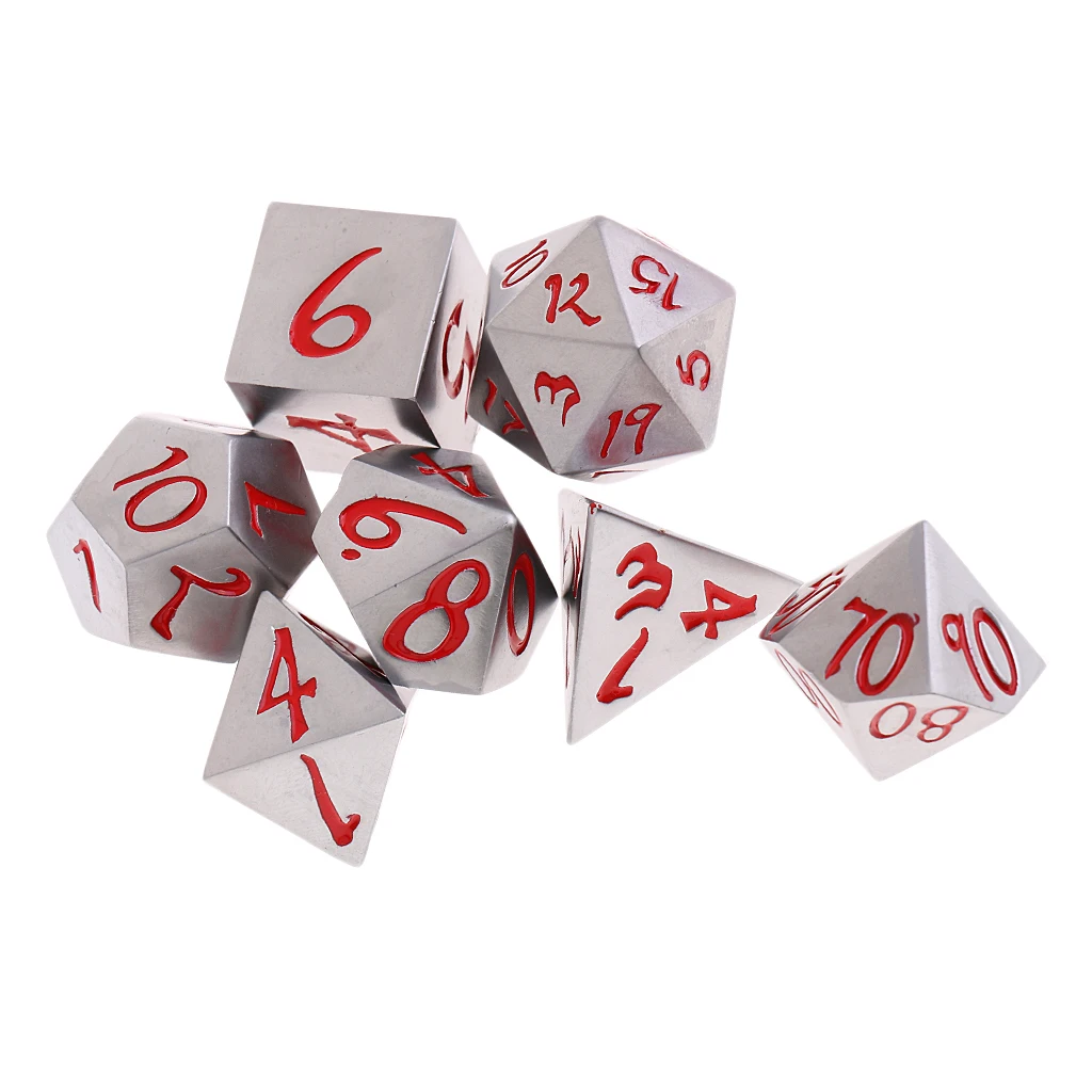 Красный Многогранные кости сплава D4-D20 штампы для вечерние Подземелья и Драконы игрушки - Цвет: Красный