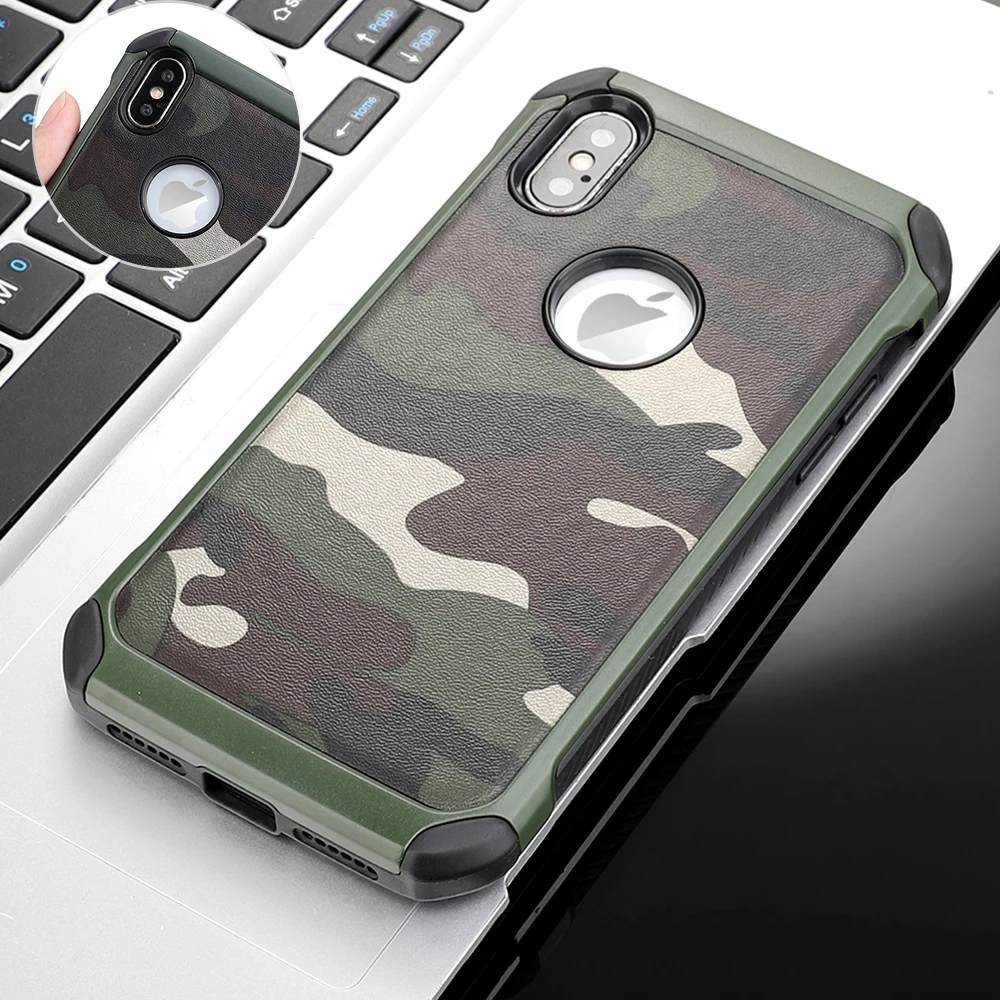 Противоударный чехол с камуфляжным рисунком для iPhone 11 Pro Xr X Xs Max 8 Plus 7 6S 6 5 5S SE, Защитный Гибридный Резиновый Бампер
