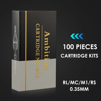 

Ambition 100 pcs Tattoo Cartridge mix Needle Kit Elastic Membrane & Precise Positioning System Tattoo Needles 0.35mm RL RS M1 MC