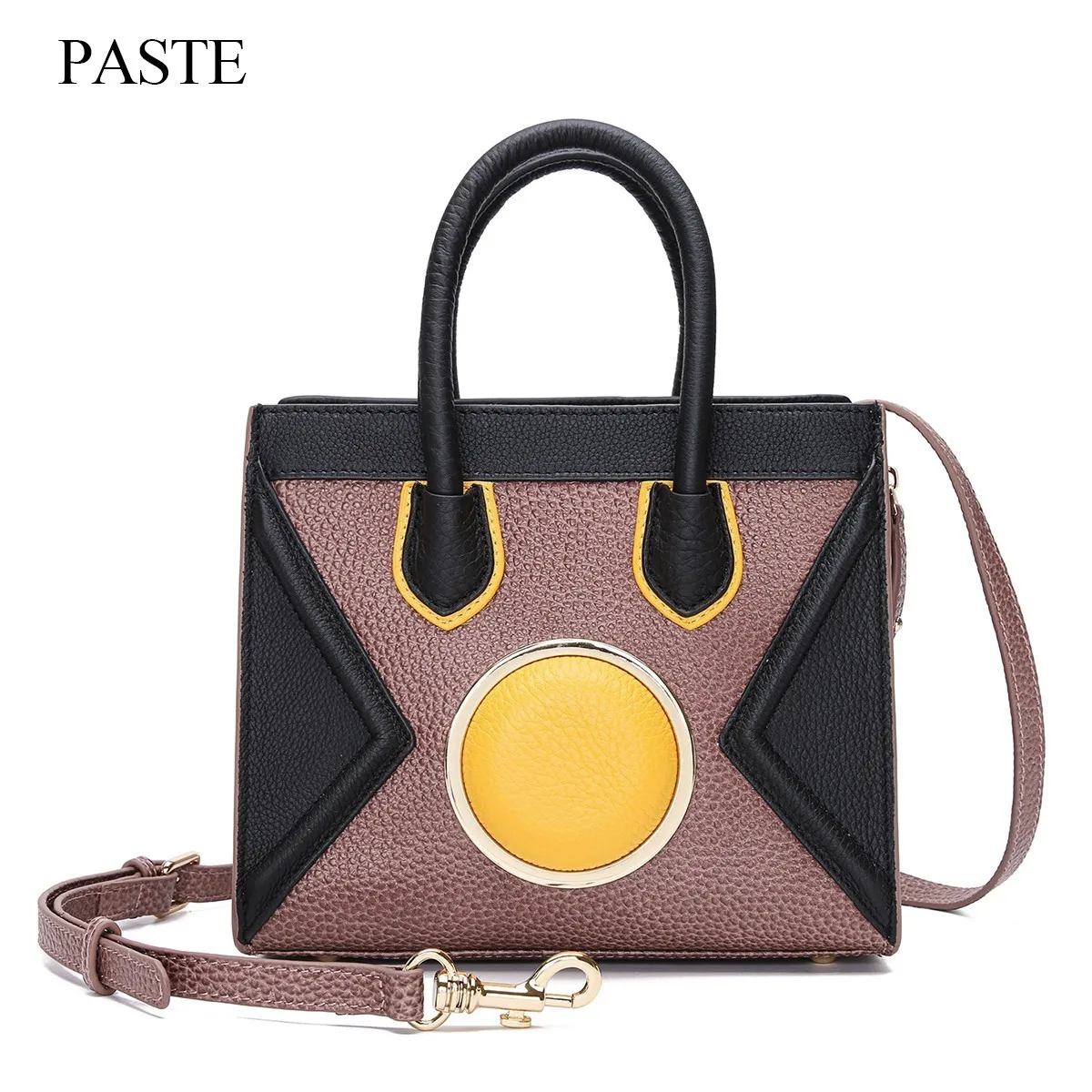 

Genuine Leather Baotou Layer Cowhide Portable Slung Wings Camera Bag Smiling Face Contrast Tide Female 0770