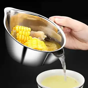 

Oil Filter Bowl Stainless Steel Grease Trap Oil Separators With Handle Colanders Strainers Soup Boat