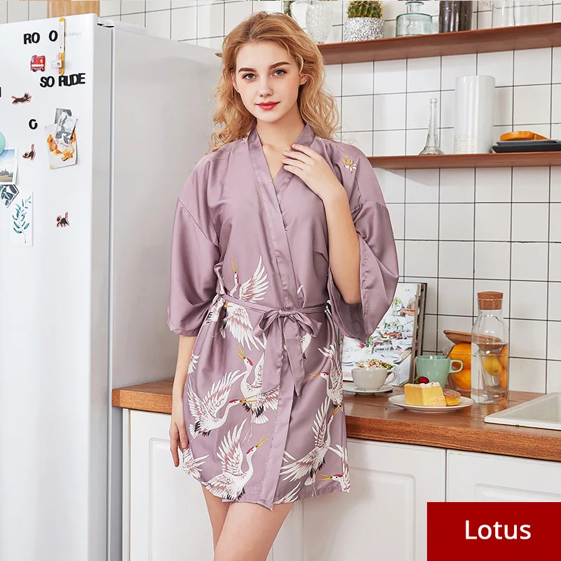 Пижамы женские халаты пижамы халат для женщин пижамы летняя Ночная рубашка плюс размер женские розовые халаты Прямая поставка - Цвет: Lotus