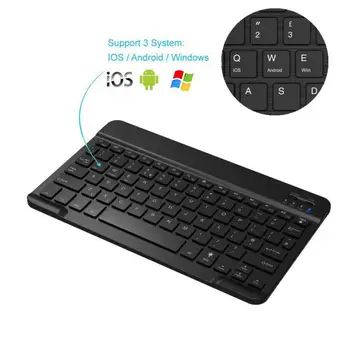 

Black 10 Inches Wireless Keyboard Bluetooth Keyboard Rechargeable Keyboard For Android IOS Windows Computer Peripherals