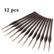 12 шт./компл. масло Краски щетка дерева Handel нейлон волос различной Размеры изогнутым наконечником ручка для акварели гуашь акриловая Краски ing инструменты для ногтей