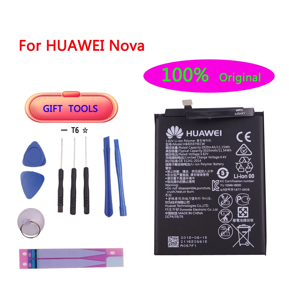 

Original 3020mAh HB405979ECW Battery For Huawei Nova CAZ-AL10 CAZ-TL00 Enjoy 6S Honor 6c Y6 PRO 2017 Y5 2017 p9 lite