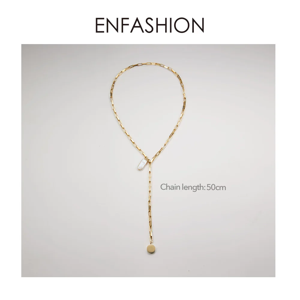 ENFASHION, богемное ожерелье с цепочкой в виде раковины для женщин, золотого цвета, нержавеющая сталь, натуральный перламутр, ожерелья, модное ювелирное изделие P193032