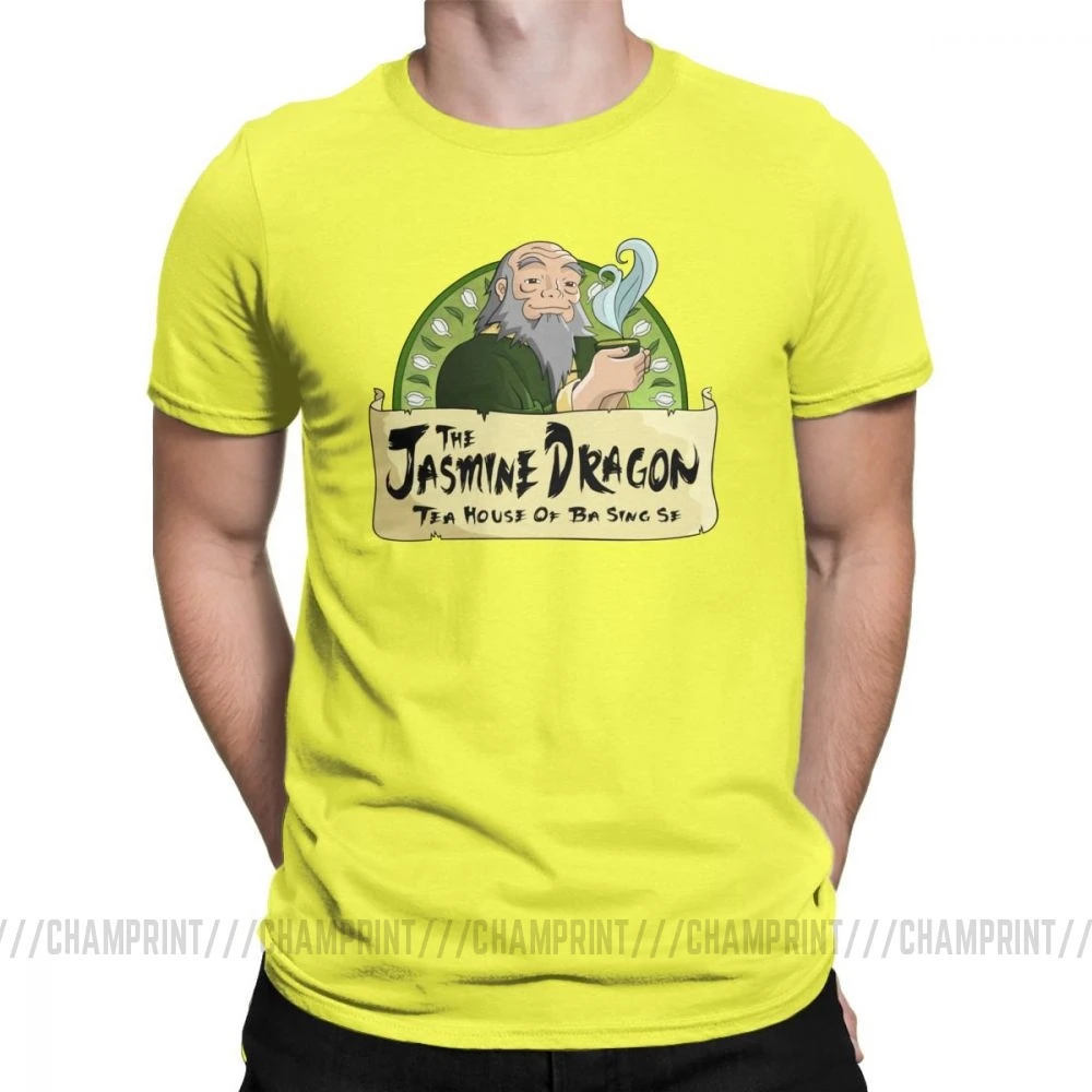 Мужские футболки с изображением жасминового дракона чайного дома, Забавные футболки из хлопка с коротким рукавом, футболка с изображением Аватара, последнего авиабендера, одежда - Цвет: Цвет: желтый