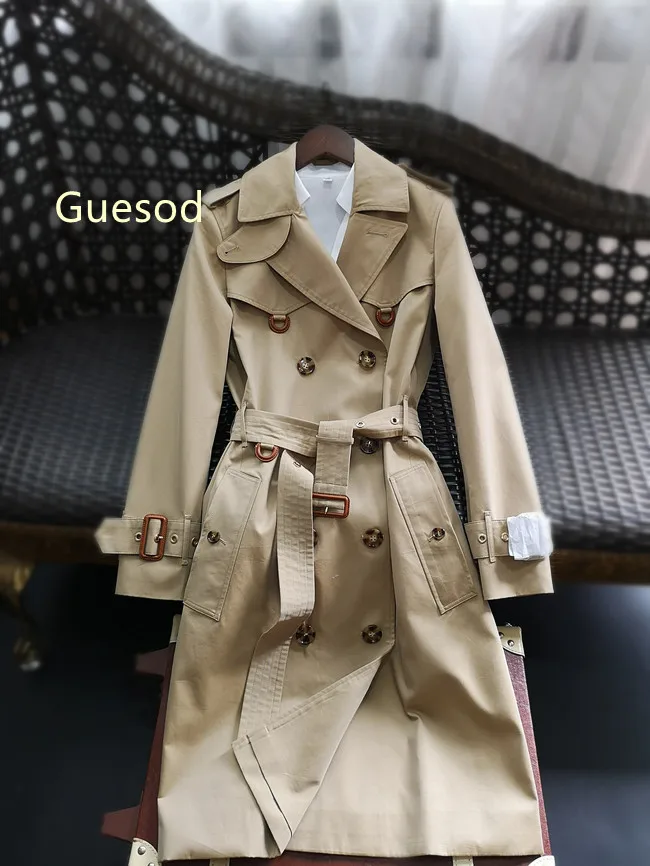 Женский хлопковый тренчкот Новое поступление сезона осень-зима 2019 водостойкий