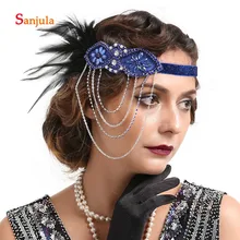 Женский головной убор для выступлений с бусинами и кристаллами Королевский синий аксессуары для волос старинный головной убор с бусинами на цепочке pamelas para bodasBQ013