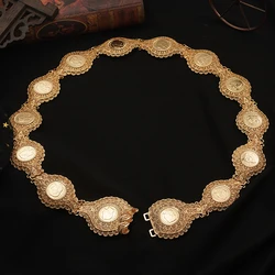 Arab Muslim Women Waist Chain Long Chain Body Chain New Turkish Coin Waist Chain Othman Head Gold Plated Belt