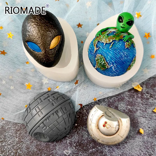 Small Alien Head Resin Mold UFO Jewelry Earrings Mold Flexible Silicone  Resin Molds DIY Fondant Birthday Boy Cake Decoration Mold 