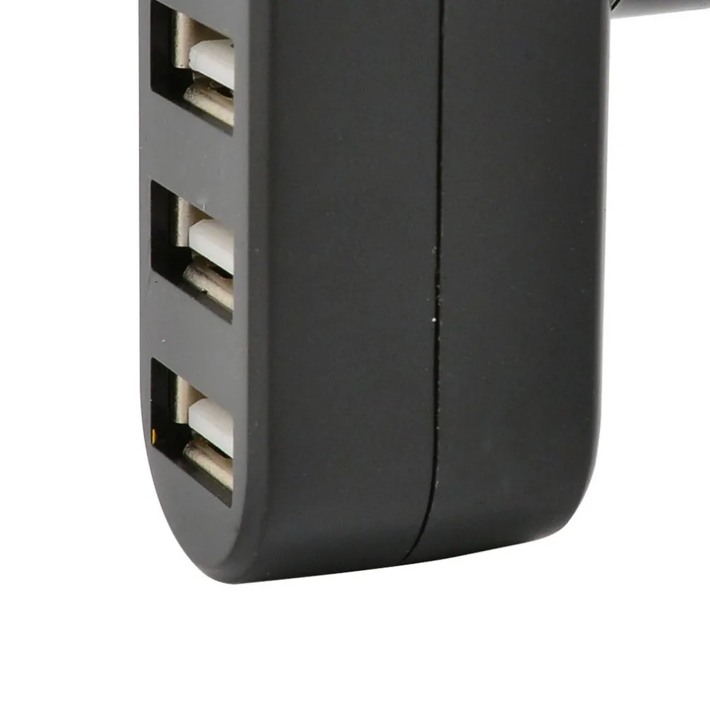 Компактный размер высокоскоростной концентратор USB2.0 черный Мини USB 3 порта вращающийся разветвитель адаптер концентратор для расширения ПК ноутбука