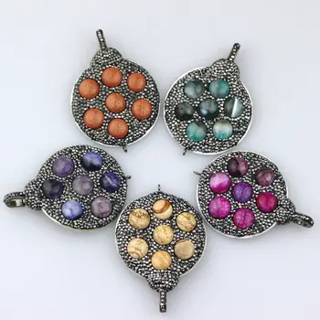 

45mm 5pcs/lot Fashion multicolor Rhinestone pave stone pendants,crystal stone pendants,stone pendants for DIY necklace