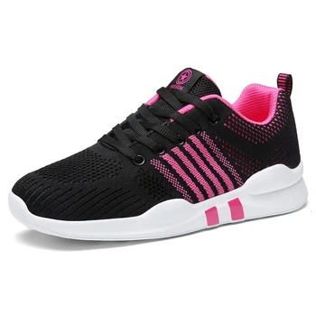 

2020 Casual Shoes Sneakers Women Sport Shoes Lace-Up Beginner Rubber Mesh Round Cross Straps Flat Sneakers Running Shoes 35-40
