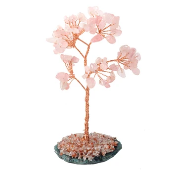 

15CM Tall Crystal Lucky Money Stone Tree Figurine Ornaments Feng Shui for Wealth and Luck Home Office Decor Home Garden