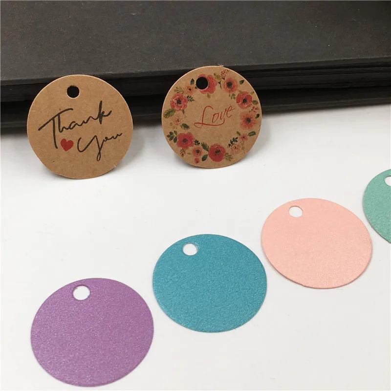 Kraft Paper 'HANDMADE' Gift Tags Round Labels 3cm Brown/White