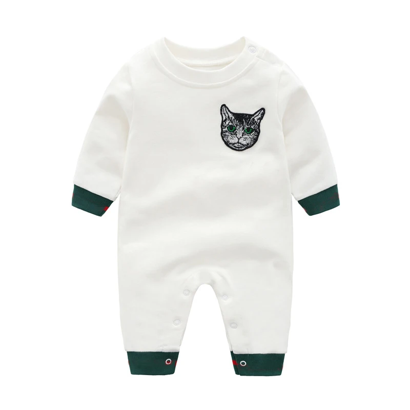 

New arrival Spring and Autumn Fashion Newborn Baby Clothes White Cotton Long Sleeve Jumpsuit baby boy gir Bodysuit